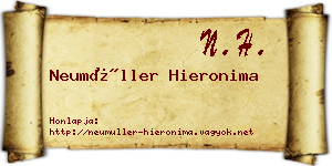 Neumüller Hieronima névjegykártya